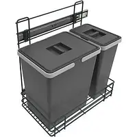 Ведро мусорное для кухни 15+6 л. Wiexpol 320 графит 272х485х447 см. Сортер / Сегрегатор скрытый с доводчиком