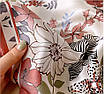 Косинка шовкова хустка квітковий принт на шию на сумку жіночий атласний шаль шовк-армані Рожевий, фото 6