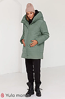 Зимняя куртка оверсайз для беременных с капюшоном 2в1 "Kimberly" размер М Юла Мама Хаки