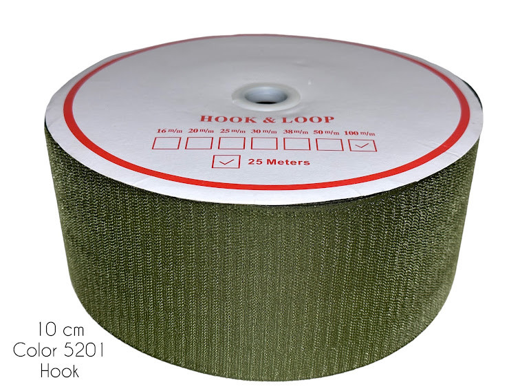 Липучка для одягу жорстка частина (гачок) (100мм/25м) хакі