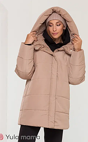 Зимова куртка оверсайз для вагітних з капюшоном 2в1 "Kimberly" розмір XL Юла Мама Бежевий