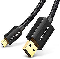 Кабель зарядный Vention Micro USB 24K для быстрой зарядки 2 м Black (CADBH)