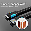 Кабель для синхронізації Vention USB-Micro USB-B 3.0 PVC nickel-plated 5Gbps плоский 0.25 м Black (VAS-A12), фото 4