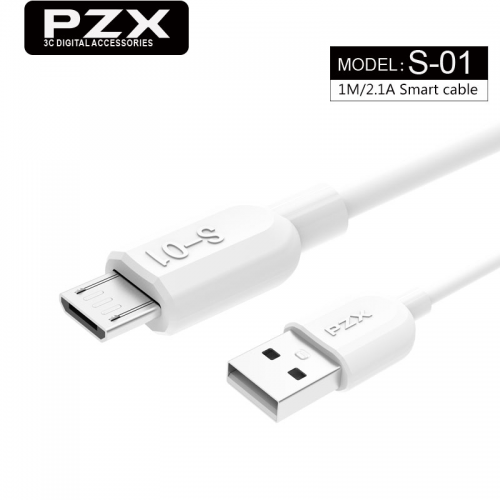 Кабель PZX S-01, Micro-USB, A 2.1, White, довжина 2м, фото 1