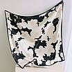 Косинка шовкова хустка у квітковий принт квіти на шию на сумку жіночий атласний шаль-шорстка Чорний, фото 3
