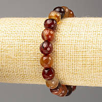 Браслет Сердолік натуральне каміння гранована кулька d-10мм+- L-18см (стрейч) купити біжутерію дешево оптом в інтернеті