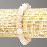 Браслет Селеніт (іміт. акрил) гладка кулька d-10,5мм+- L-18см (стрейч) купити біжутерію гуртом