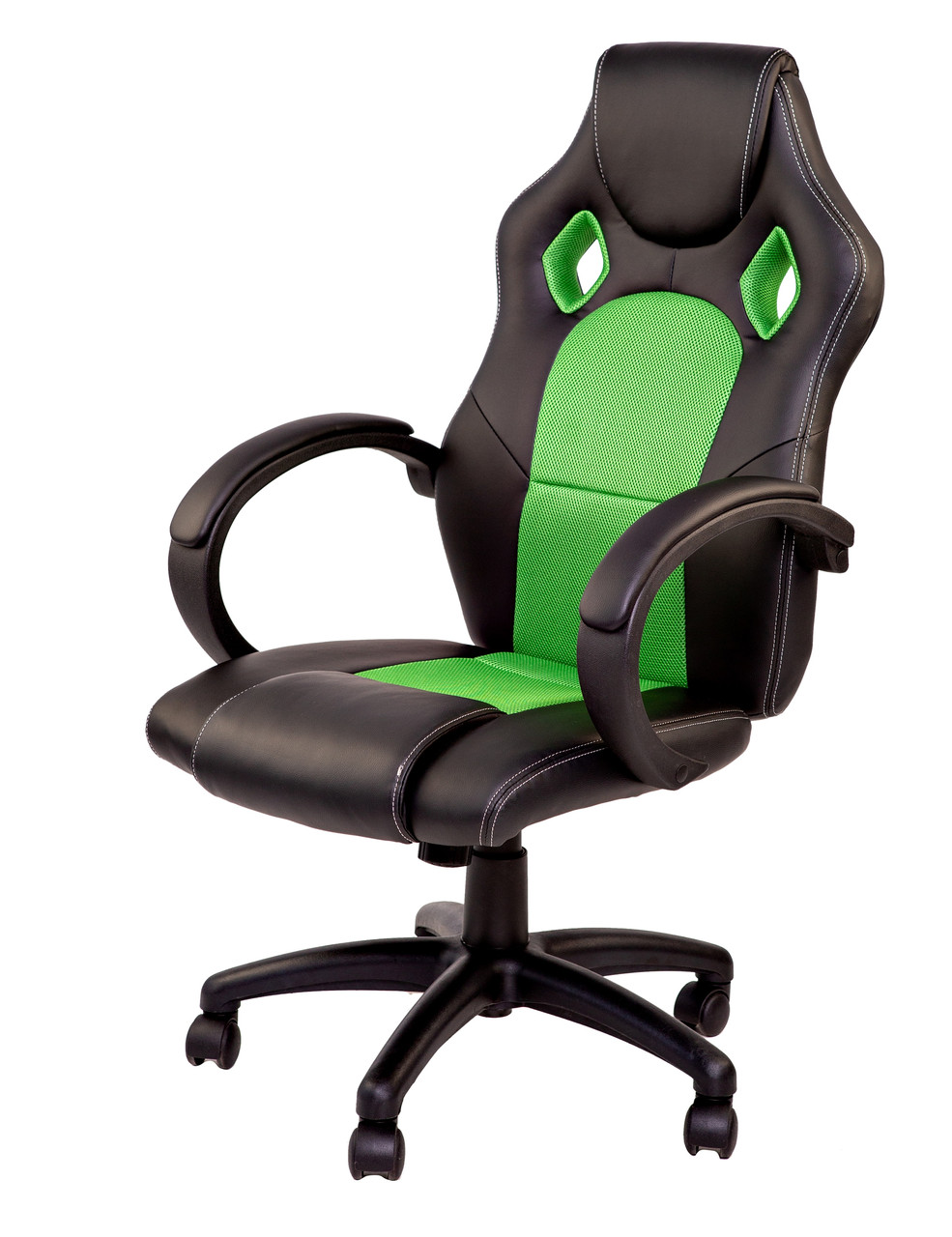 Крісло геймерське Silver Stone black/Green Goodwin чорне із зеленою вставкою