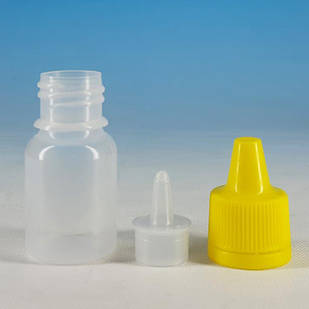 Флакон Прозорий 10 мл. зі вставкою крапельницею і Жовтой кришкою