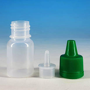 Флакон Прозорий 10 мл. зі вставкою крапельницею і Зеленой кришкою