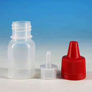 Флакон Прозорий 10 мл. зі вставкою крапельницею і Червоной кришкою