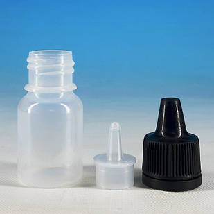 Флакон Прозорий 10 мл. зі вставкою крапельницею і Чорной кришкою