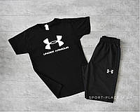 Комплект шорты и футболка Under Armour (черная футболка , темно серые шорты с белым лого) большой лого 2XL, 54