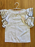 Красивая школьная блузка с коротким рукавом 128-152