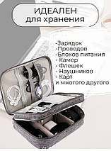 Дорожній органайзер (сумка) для зарядок і дрібної електроніки Сірий, фото 2