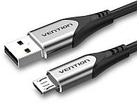 Кабель зарядный Vention USB 2.0 - microUSB металлический корпус 1.5 м Black/Grey (COAHG)