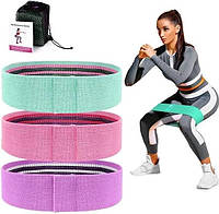 Резинки для фитнеса и спорта тканевые Hip Resistance Band комплект из 3 шт