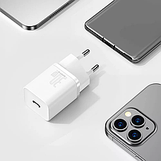 Зарядка type c для телефону Айфона Baseus Super Silicone PD 30W Type-C вихід Білий (CCSUP-J02), фото 4