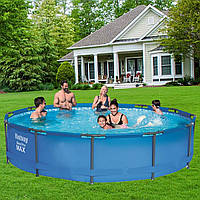 Круглый семейный каркасный бассейн Bestway 56416 (366x76 см см) Steel Pro Frame Pool с фильтр-насосом+ подарок