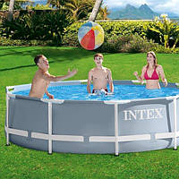 Круглый семейный каркасный бассейн Intex 26700 (305х76 см) Prism Frame Pool + подарок bs