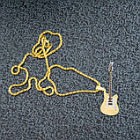 Підвіска з ланцюжком на шию Гітара під золото кулон чоловічий Steel Rock Music Guitar, фото 2