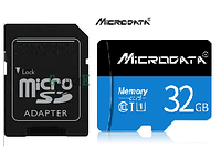 Карта памяти Microdata 32GB microSD с картридером Class 10 + SD-adapter микро сд 32 гб High Speed Код:MS05