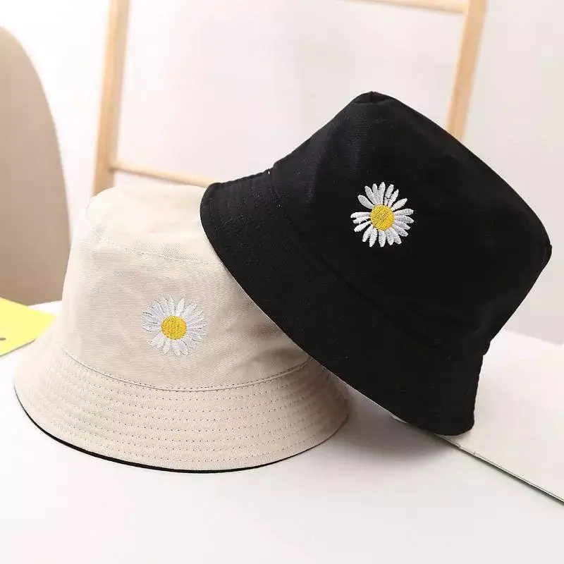 Панама двостороння ромашка Чорна та Бежева, Унісекс (жіноча, чоловіча ...