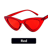 Солнцезащитные очки кошачий глаз красные в красной оправе унисекс (женские, мужские) Код:MS05