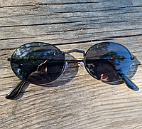 Солнцезащитные очки овальные черные с черной линзой (женские, мужские) Код:MS05