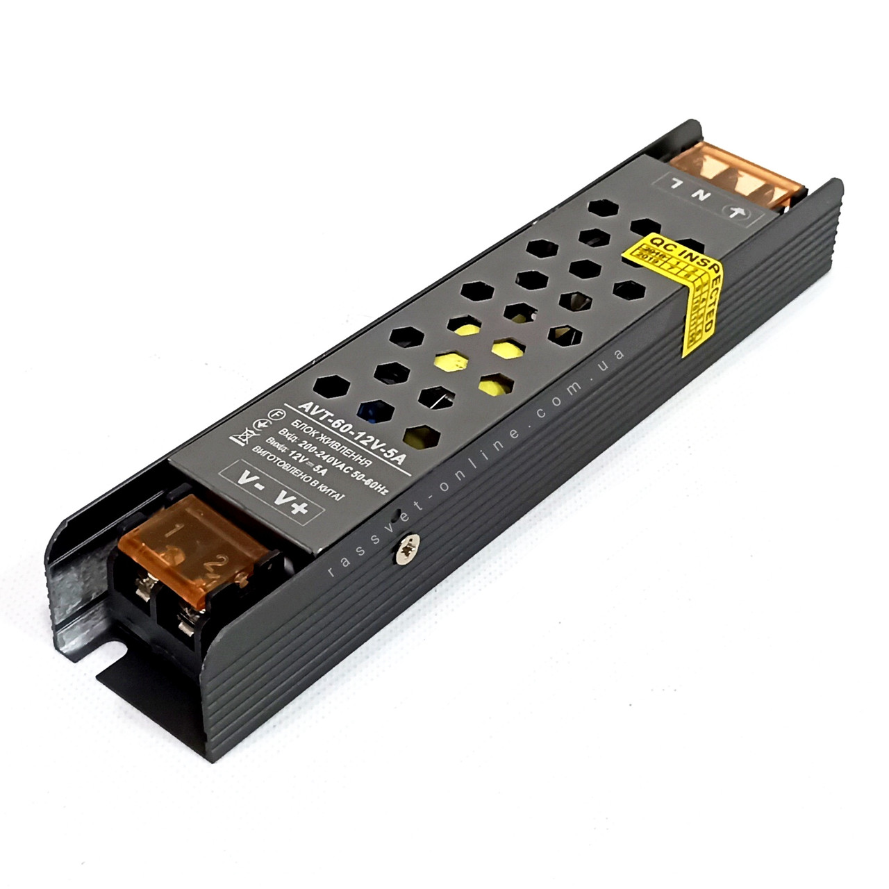 Блок живлення 60W AVT-60-12V-5A міні (60Вт 12В 5А) компактний 170×35×23мм для світлодіодної LED стрічки, модулів, лінійок