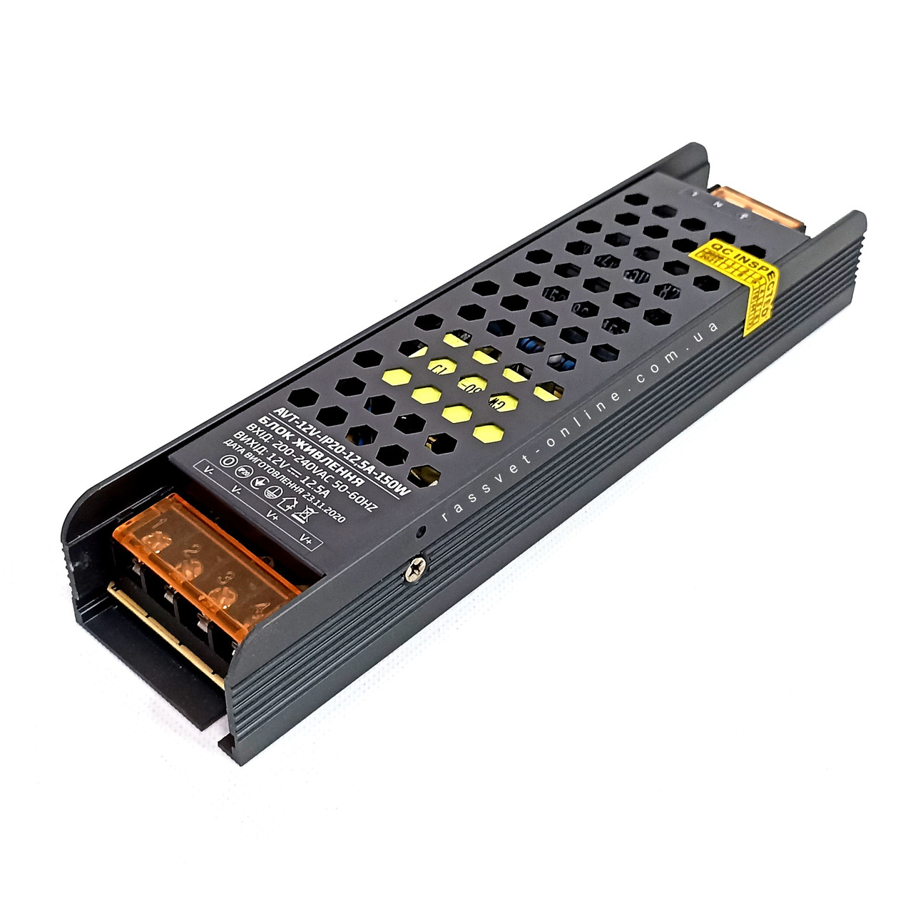 Блок живлення 150W AVT-150-12V-12.5A міні (150Вт 12В 12,5А) компактний 196×48×29мм для світлодіодної LED стрічки, модулів, лінійок