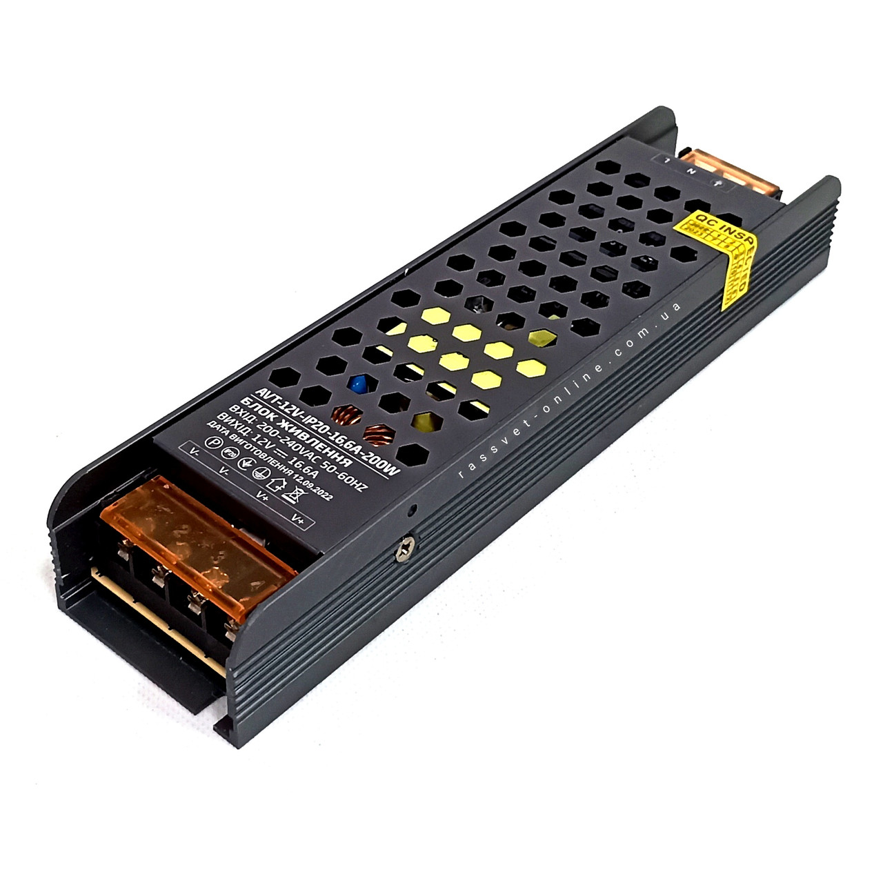 Блок живлення 200W AVT-200-12V-16.7A міні (200Вт 12В 16,7А) компактний 196×49×29мм для світлодіодної LED стрічки, модулів, лінійок, фото 1