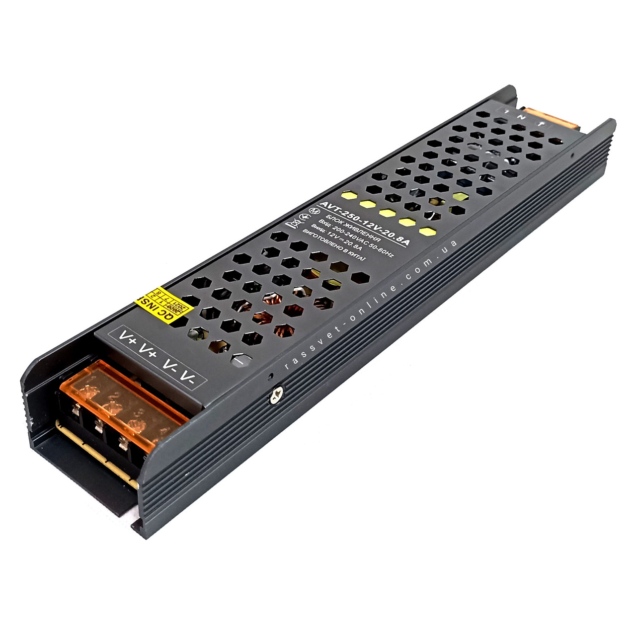 Блок живлення 250W AVT-250-12V-20.8A міні (250Вт 12В 20,8А) компактний 257×49×29мм для світлодіодної LED стрічки, модулів, лінійок