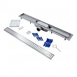 Трап Qtap Dry FA304-700 лінійний з сухим затвором і нержавіючої сіткою 700х73, фото 6