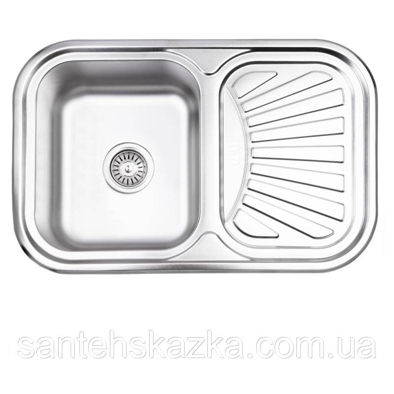 Кухонна мийка Lidz 7549 0,8 мм Satin (LIDZ7549SAT8), фото 1