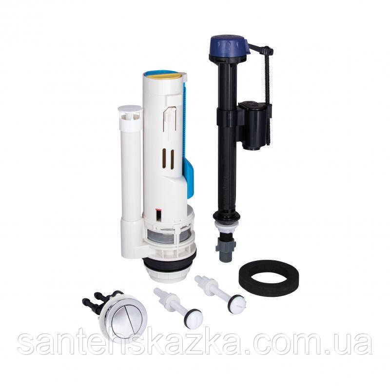 Qtap WDI комплект арматури для бачка унітаза з подвійною круглою кнопкою змиву 4,8 см і клапаном нижнього подавання, фото 1