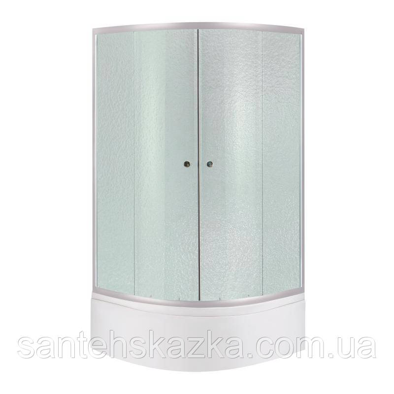 Lidz Latwa SC90x90.SAT.HIGH.FR Душова кабіна напівкругла, скло Frost 4 мм + Lidz Душовий піддон KAPIELKA, фото 1