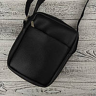 Черная мужская сумка-мессенджер из эко-кожи, классическая черная сумка на плечевом ремне