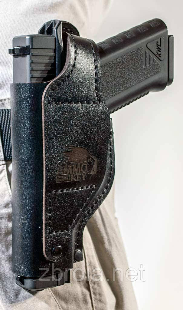 Поясна кобура AMMO Key Secret-1 S Black Chrome для Glock 17 (з скобою)