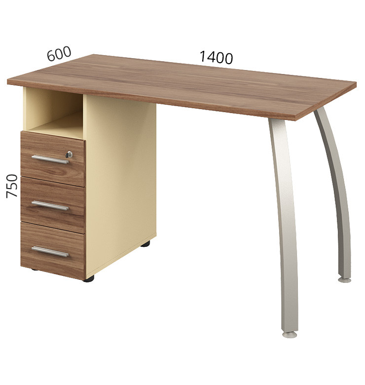 Письменный тумбовый стол Прайм P1.44.14 ножки металл столешница ДСП 1400х600 мм (MConcept-ТМ) - фото 3 - id-p636401053