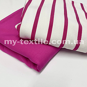 Двонитка Туреччина бавовна принт смуги Малиновий на білому