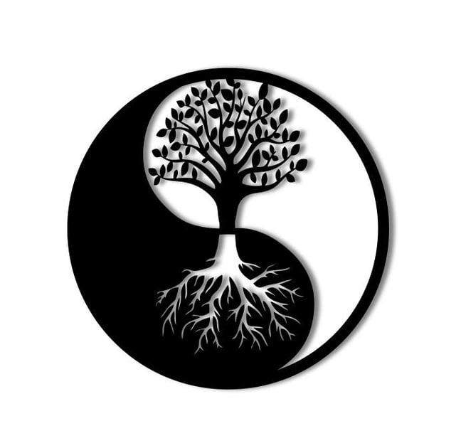 Картина панно із дерева DK Дерево Інь Янь 46х46 см (pn228)