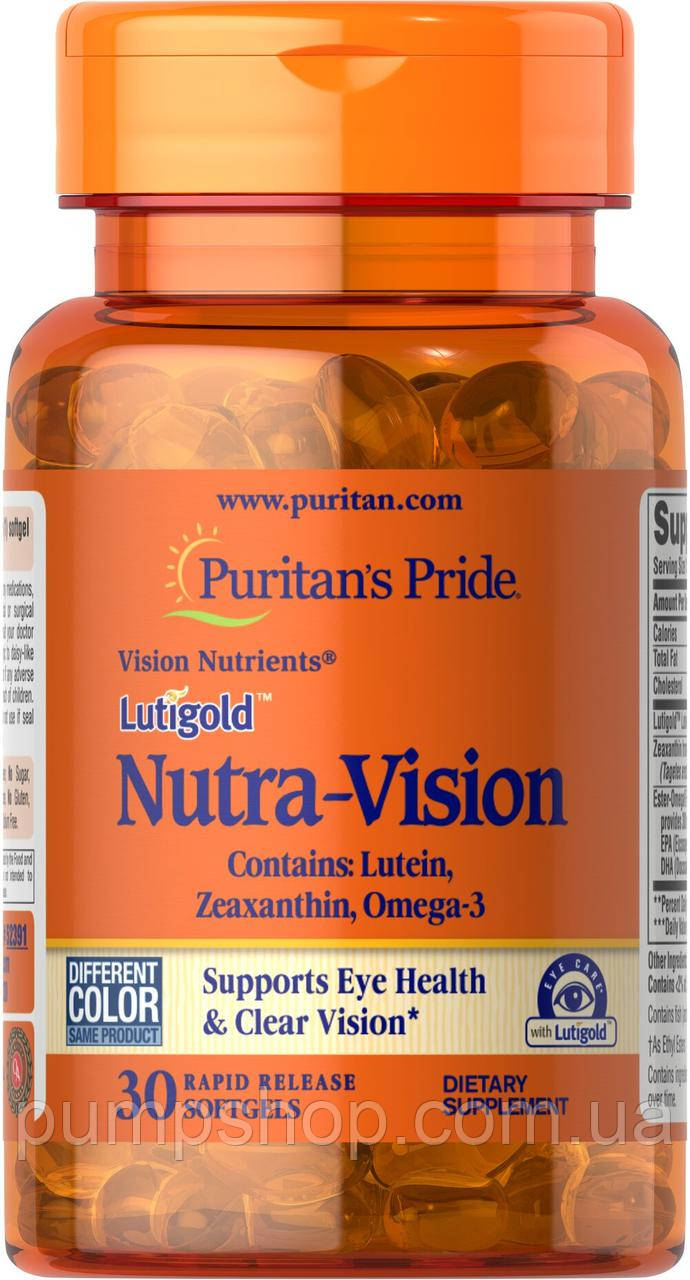 Вітаміни для очей Puritan's Pride Lutigold™ Nutra-Vision with Lutein, Zeaxanthin & Omega-3 30 капс.