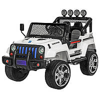 Детский электромобиль Jeep (4 мотора по 45W, 2 аккум 12V7AH, MP3, FM) Джип Bambi M 3237EBLR-1 Белый