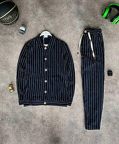 Костюм чоловічий темно-синій весна - осінь піджак та штани Premium Quality