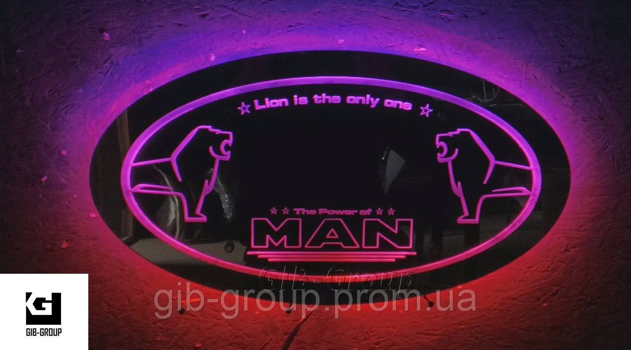 Led RGB дзеркало у спальник для вантажівки з логотипом MAN
