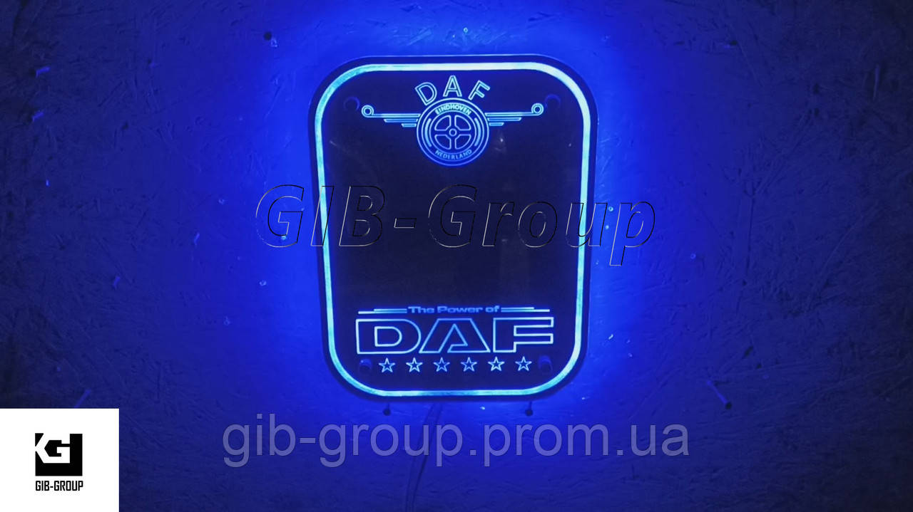 Led RGB дзеркало у спальник для вантажівки з логотипом DAF