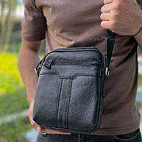 Чоловіча шкіряна сумка-барсетка з ручкою Tiding Bag 760957 чорна, фото 2