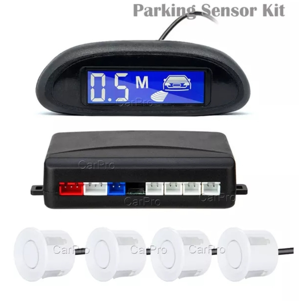 Парктронік Assistant Parking з РК дисплеєм 4 датчики 22 мм White білий
