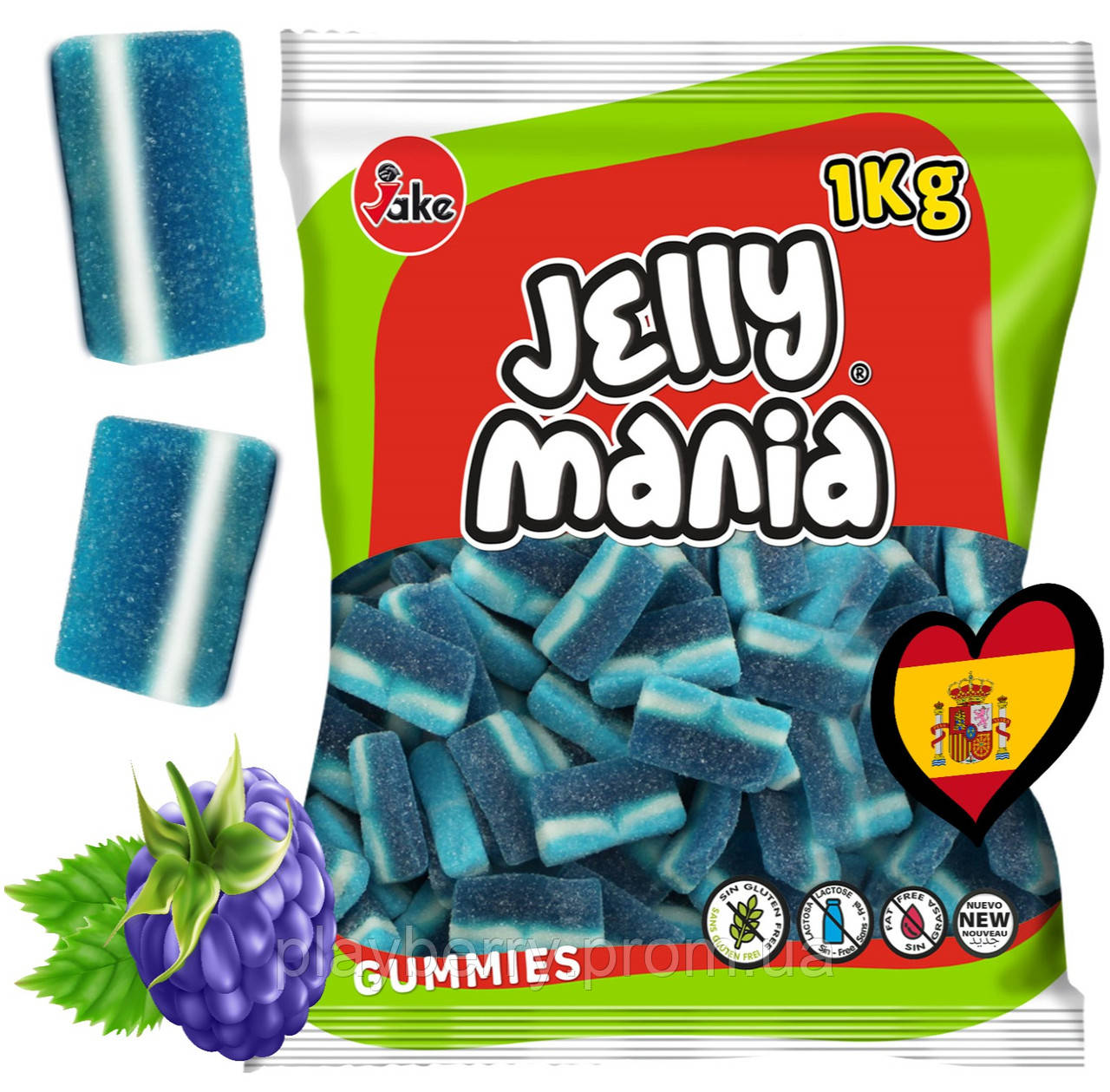 Упаковка мармеладных конфет TM JAKE "Jelly Mania" Spain Синяя малина, 1кг. - фото 1 - id-p1880210516